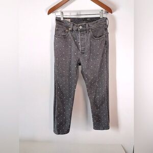 Vintage Levi’s 501 XX Black Wash Rhinestone Crystal Embellished Mom Jean Size 27